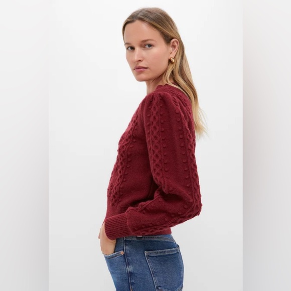 Hyacinth House Frankie Embroidered Floral Sweater in Merlot Size XL - Picture 2 of 14